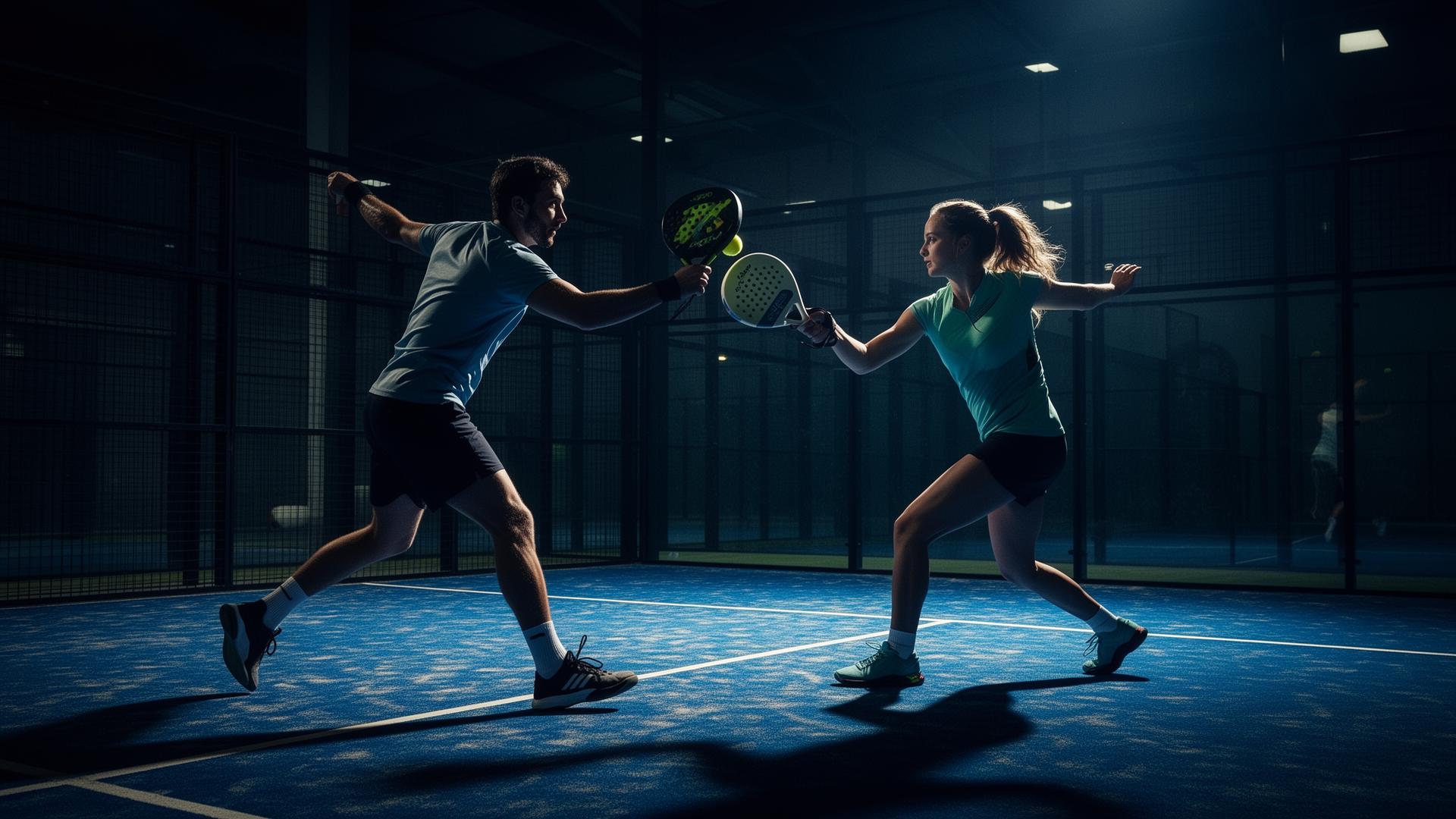 Padel players mid-rally on a Berlin court